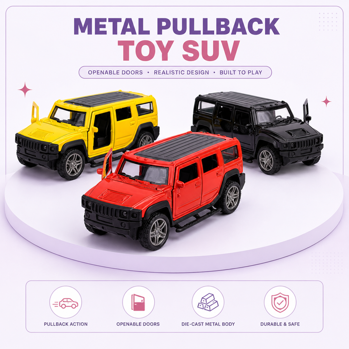 Hummer Style Metal Pull Back SUV Toy Car with Openable Doors
