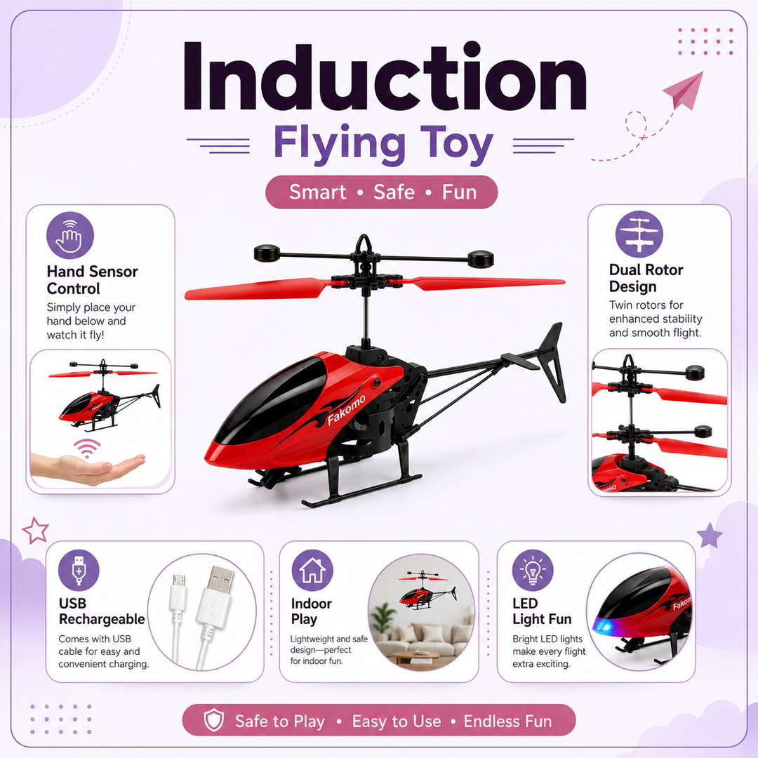 Flying Helicopter Toy USB Rechargeable Hand Sensor Aircraft for Kids &amp; Teens