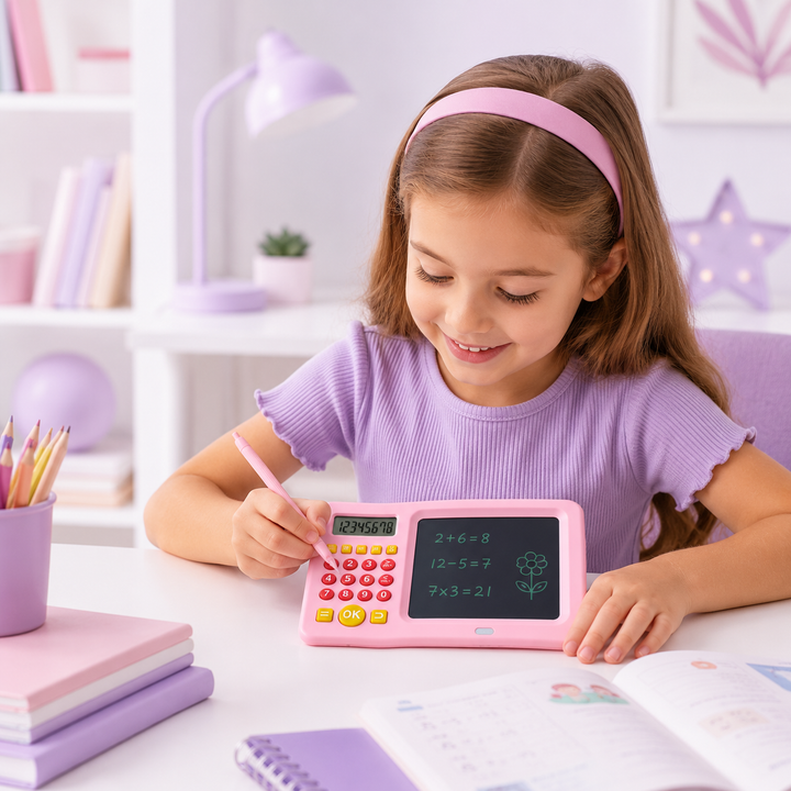 2-in-1 LCD Writing Tablet with Calculator Kids Learning Baby Tab