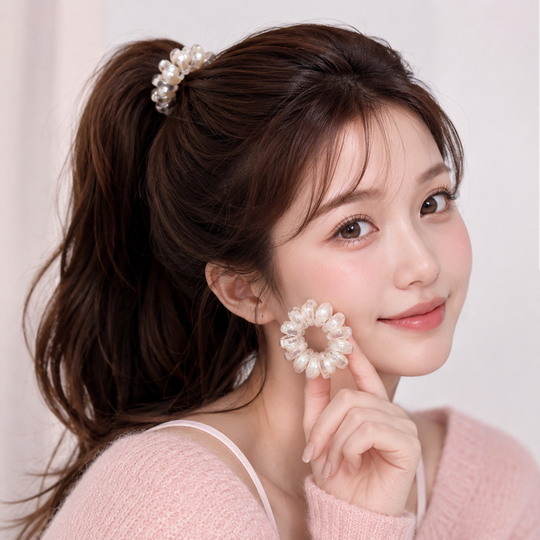 Spiral Hair Tie for Women &amp; Girls  Glossy Stretch Hair Band Scrunchie