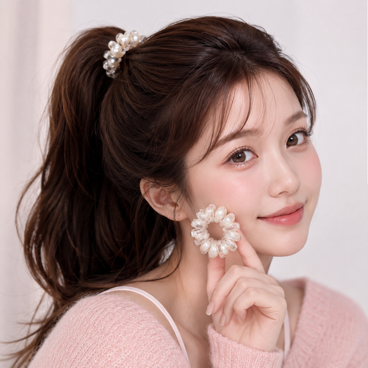 Spiral Hair Tie for Women &amp; Girls  Glossy Stretch Hair Band Scrunchie